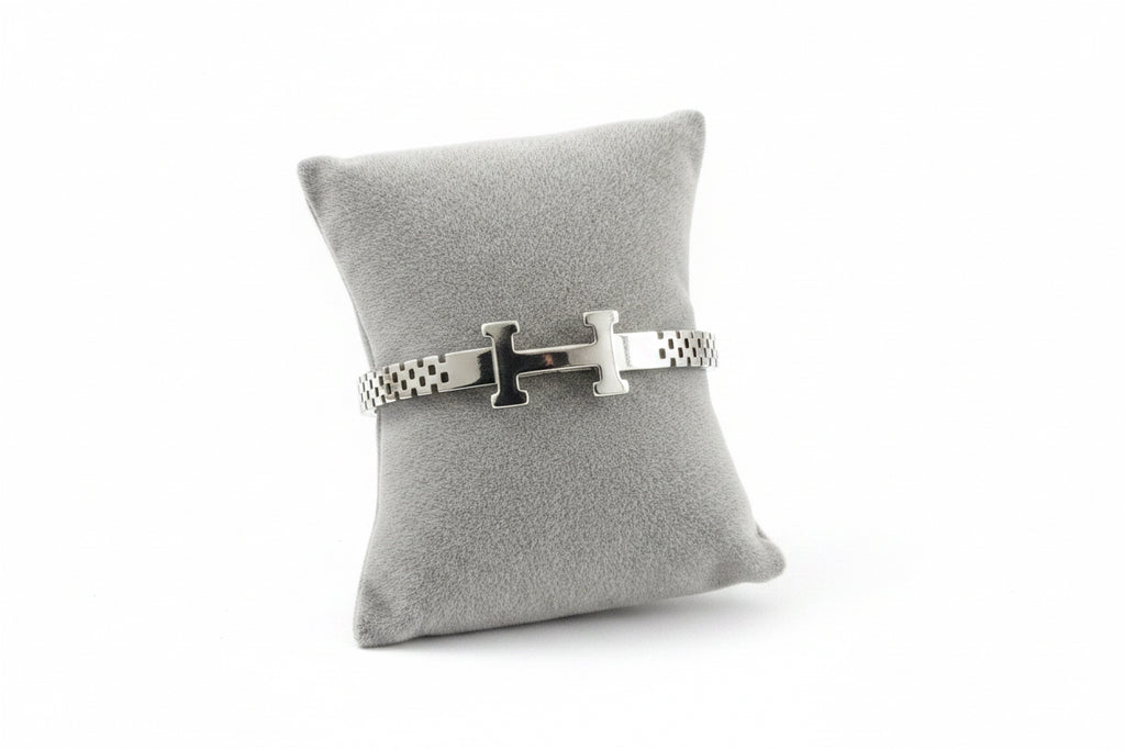 Silver H bangle