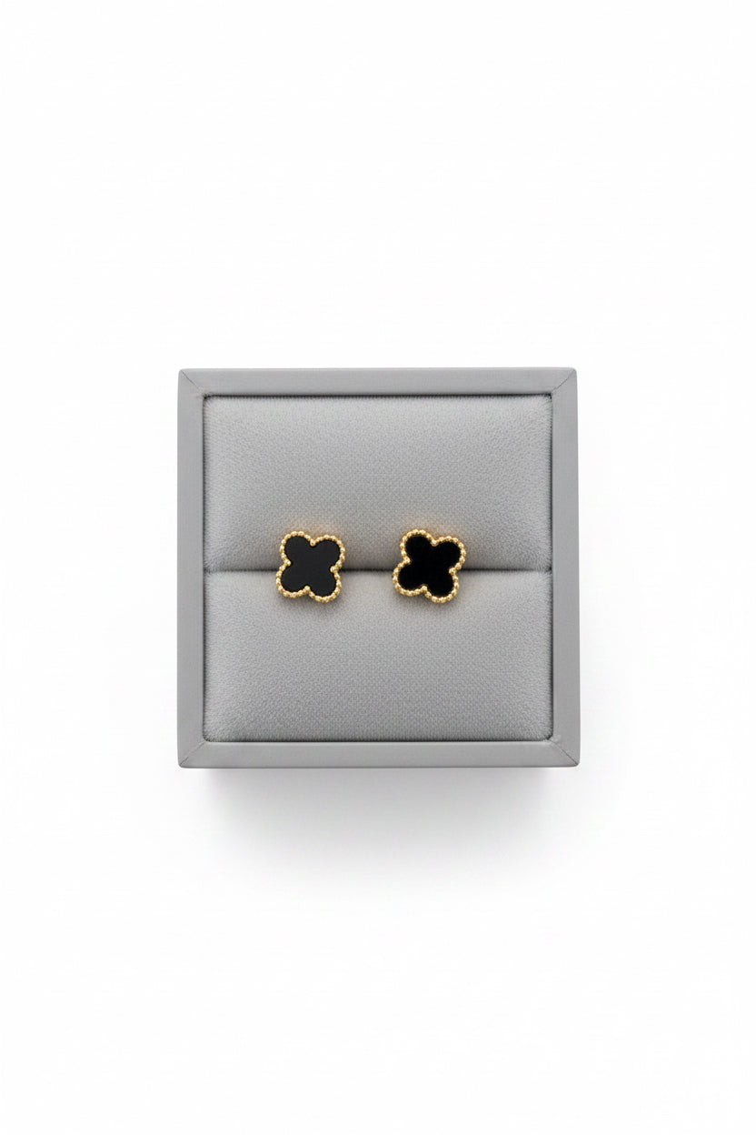 Mini stud earrings on gold hardware ￼￼
