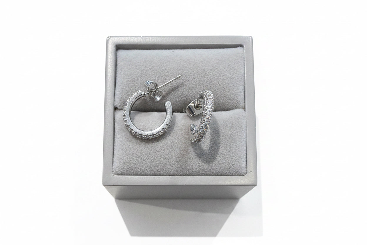 Diamante gold plated hoop/stud earrings ￼