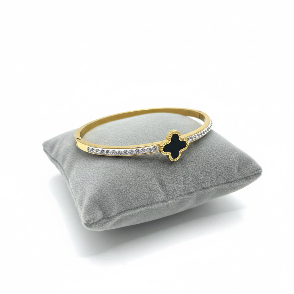 Gold and Black clover bangle ￼