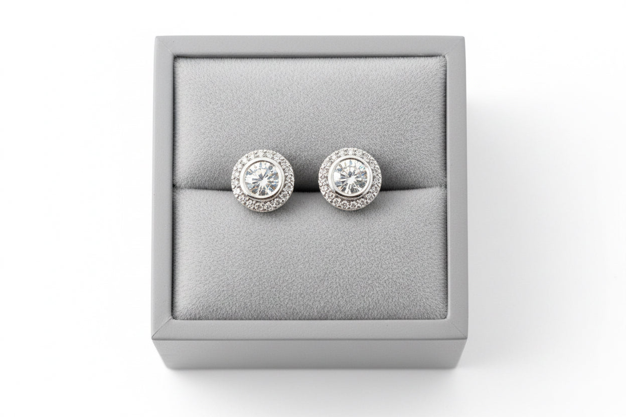 Round Dymonte stud earrings  ￼