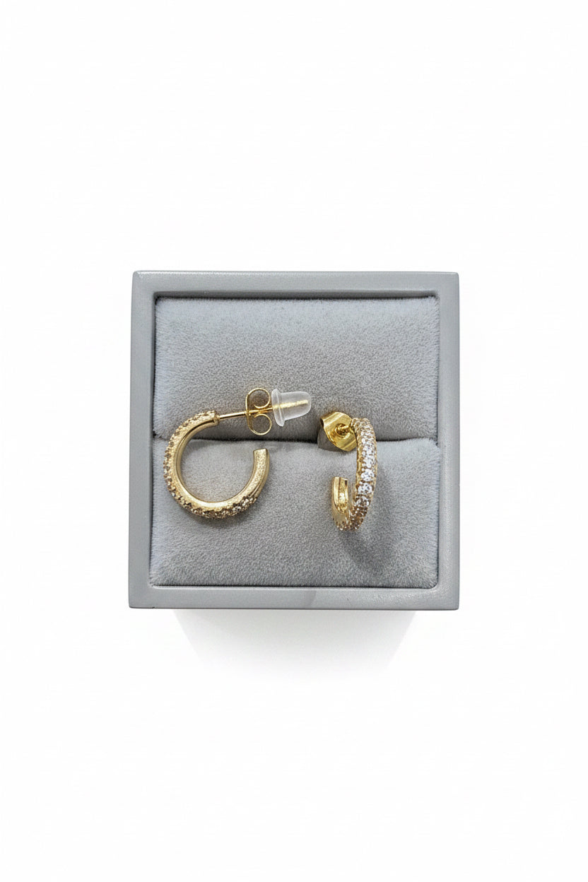 Diamante gold plated hoop/stud earrings ￼