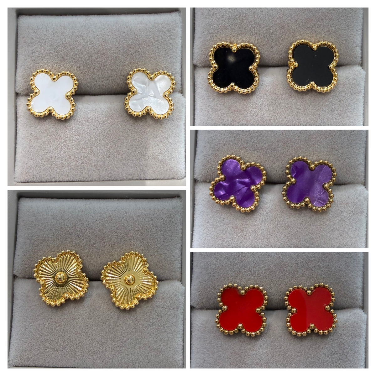 Big clover studs ( earrings )- select colour in the options
