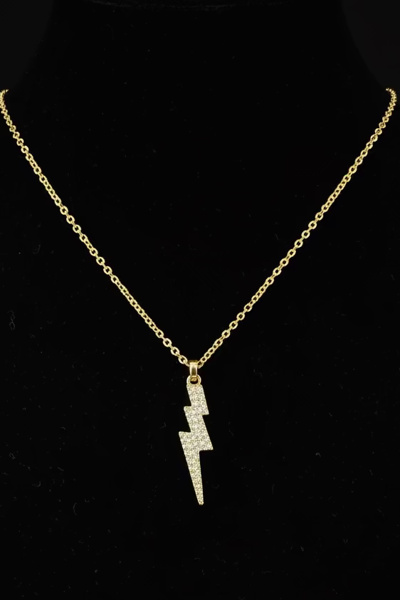 Gold plated Dymonte thunderbolt necklace ￼